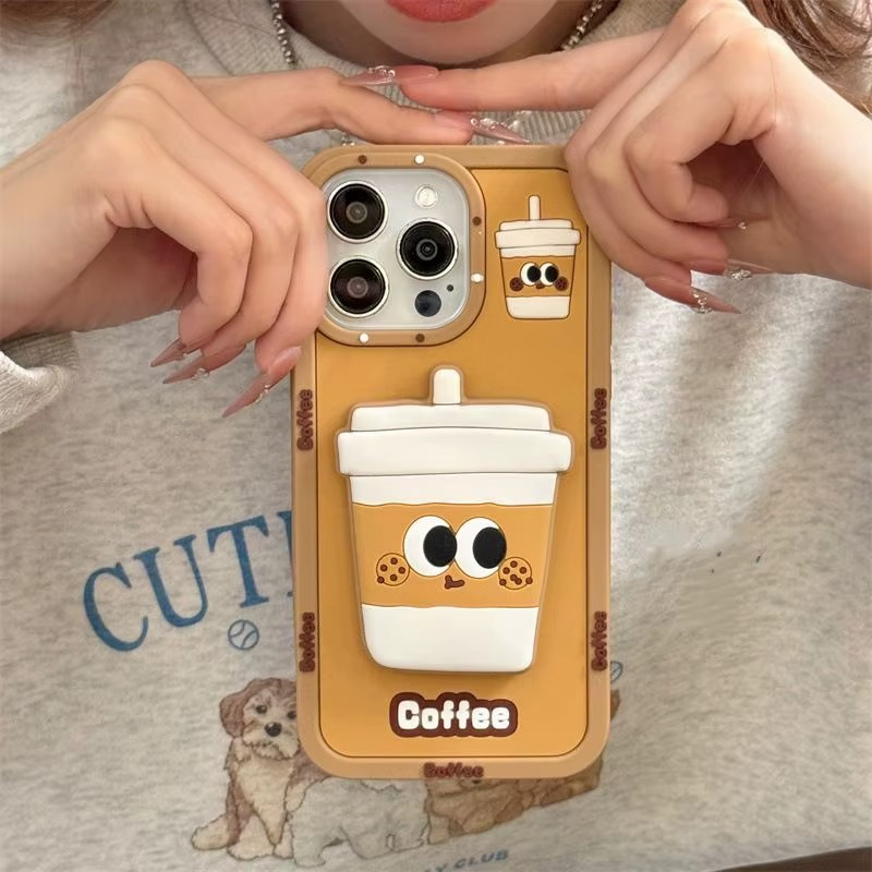Mocha Mood Silicone With Pop Stand Phone Case