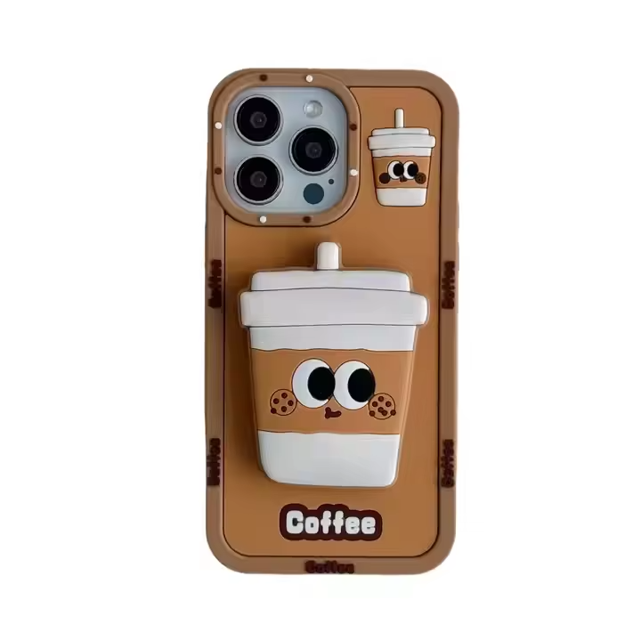 Mocha Mood Silicone With Pop Stand Phone Case