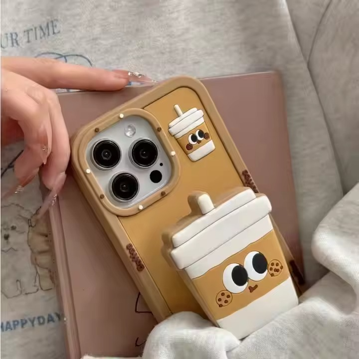 Mocha Mood Silicone With Pop Stand Phone Case