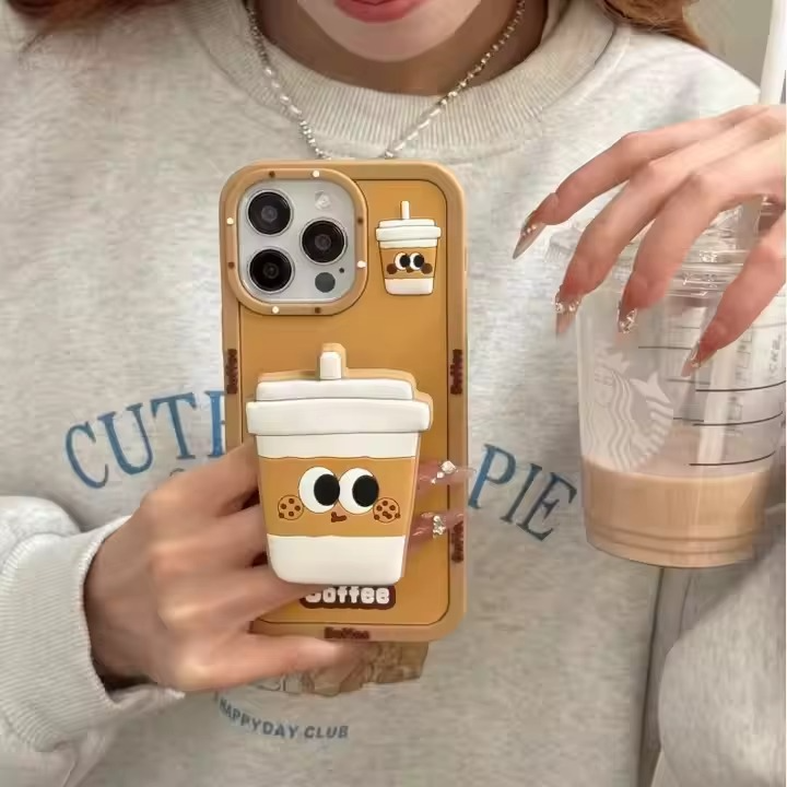 Mocha Mood Silicone With Pop Stand Phone Case