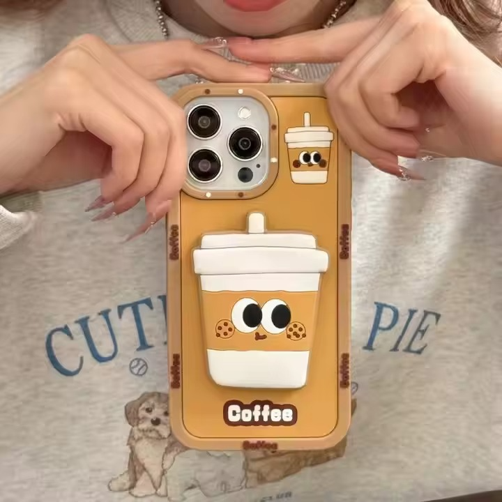 Mocha Mood Silicone With Pop Stand Phone Case