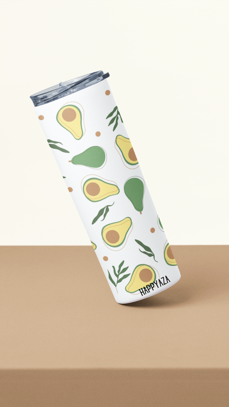 Avocado Designer Tumbler With Metal Straw