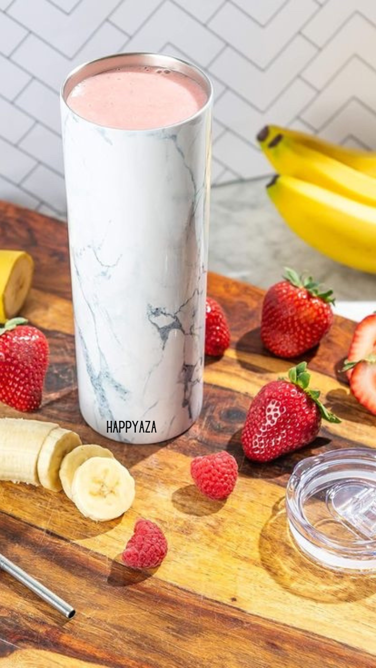 White Marble Designer Tumbler With Metal Straw