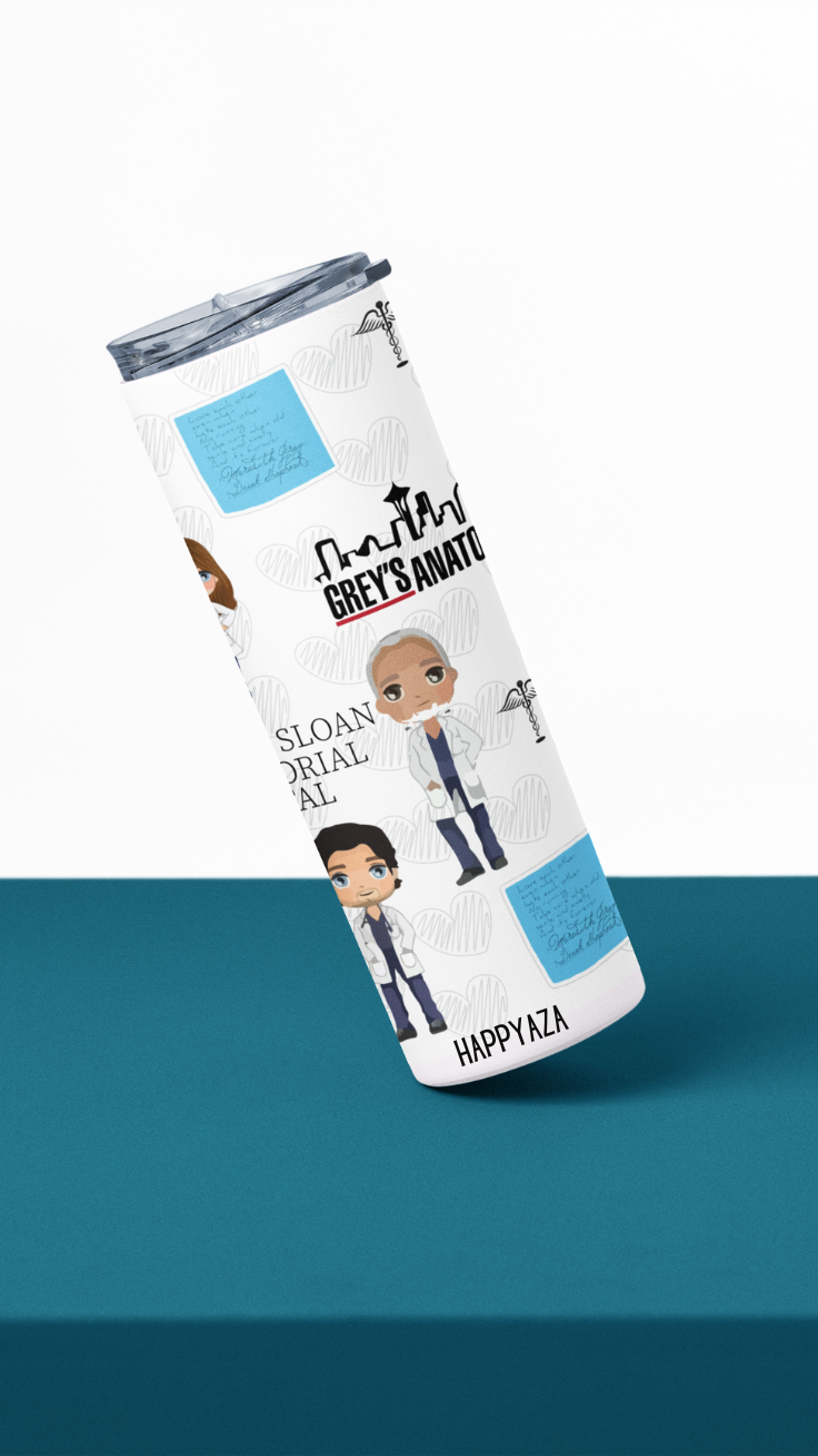 Grey Anatomy Designer Tumbler With Metal Straw