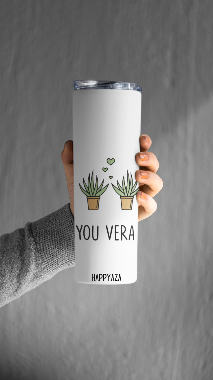 Aloe You Vera Much Designer Tumbler With Metal Straw