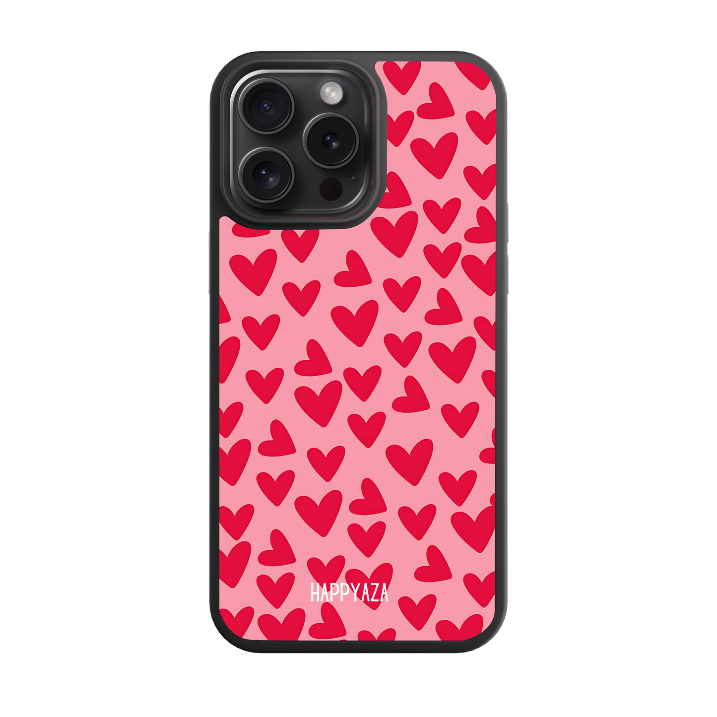 Red Hearts Are Lined Up On A Pink Background Designer Phone Case