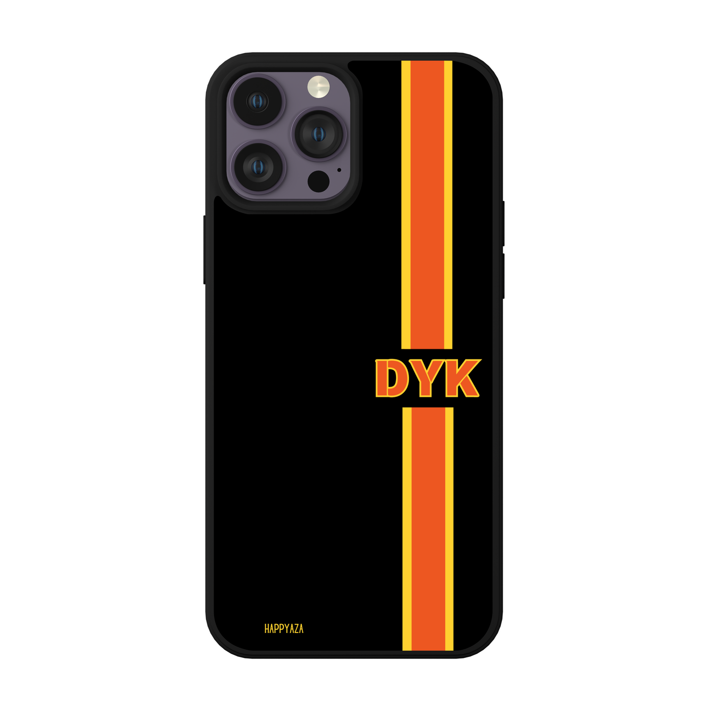Customised Abstract Black & Orange Line Name Designer Phone Case