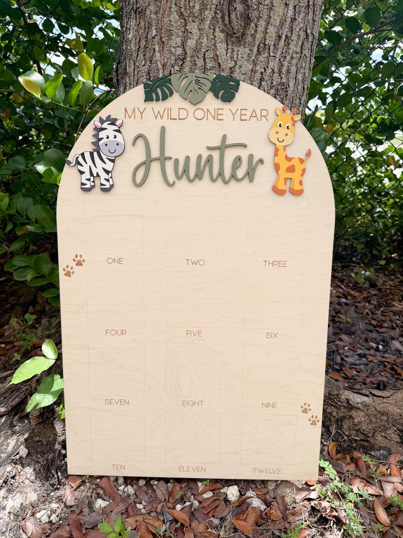 My Wild One Year Birthday Photo Board