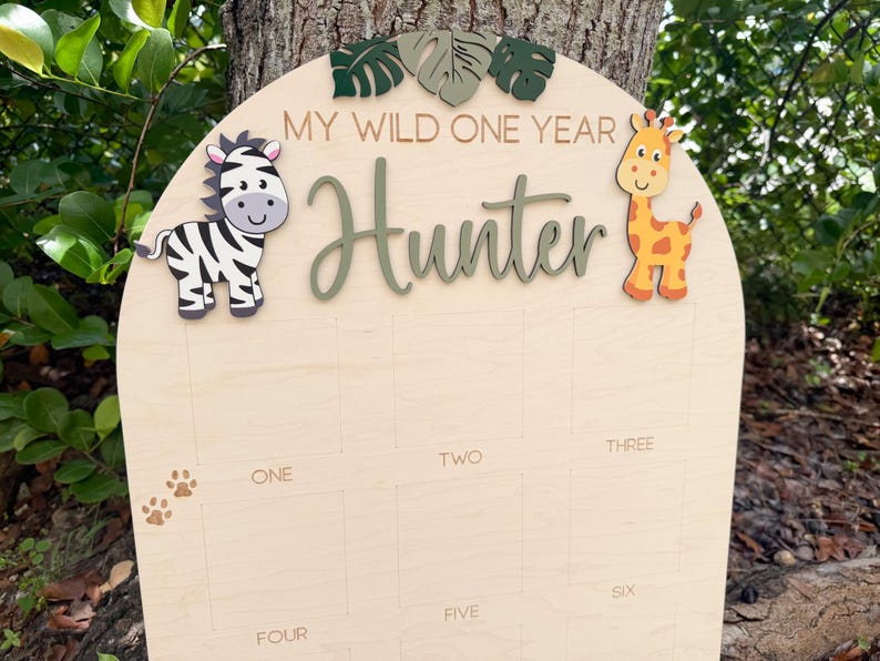 My Wild One Year Birthday Photo Board