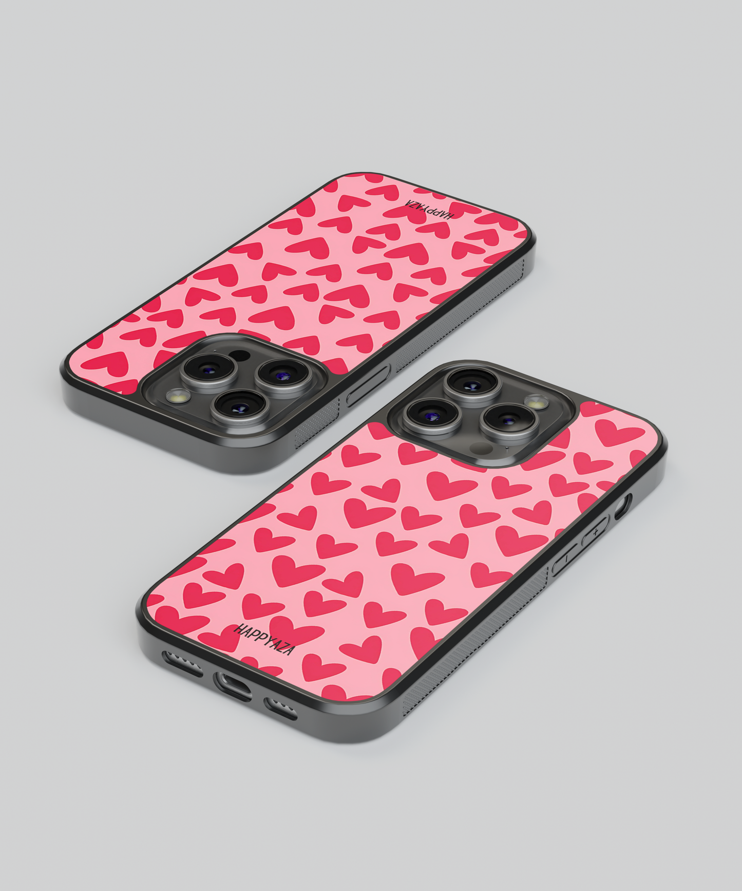 Red Hearts Are Lined Up On A Pink Background Designer Phone Case