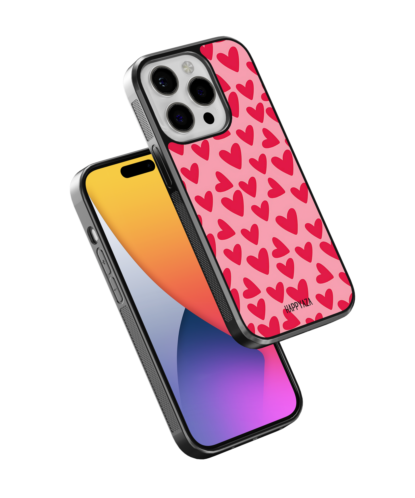 Red Hearts Are Lined Up On A Pink Background Designer Phone Case