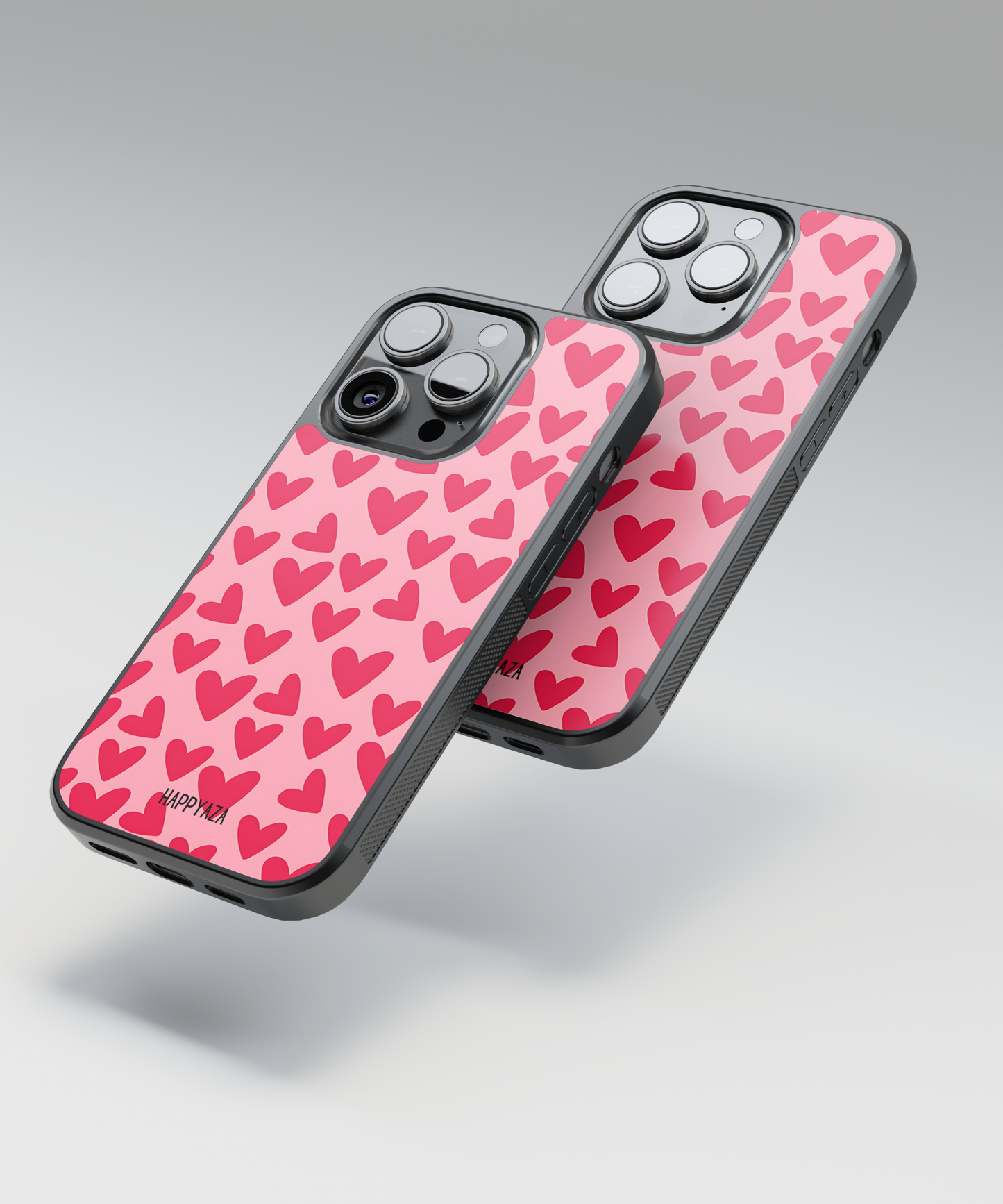 Red Hearts Are Lined Up On A Pink Background Designer Phone Case