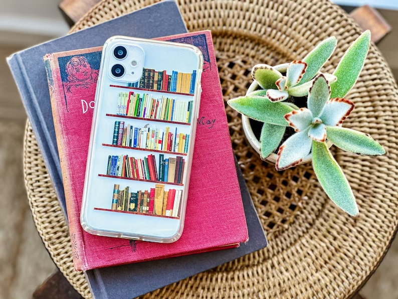 Book Shelf Printed Silicone Phone Case