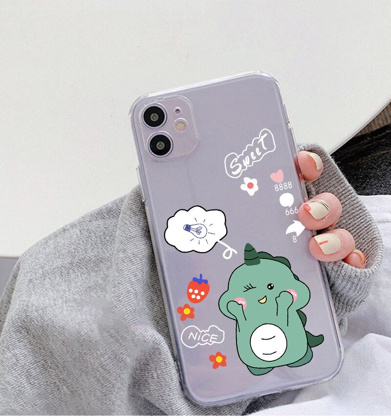 Cute Dinosaur Printed Silicone Phone Case