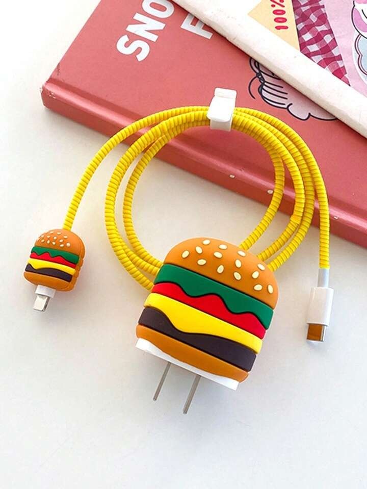 Cute Cartoon Series Fast Charger Protector for iPhone(Burger )