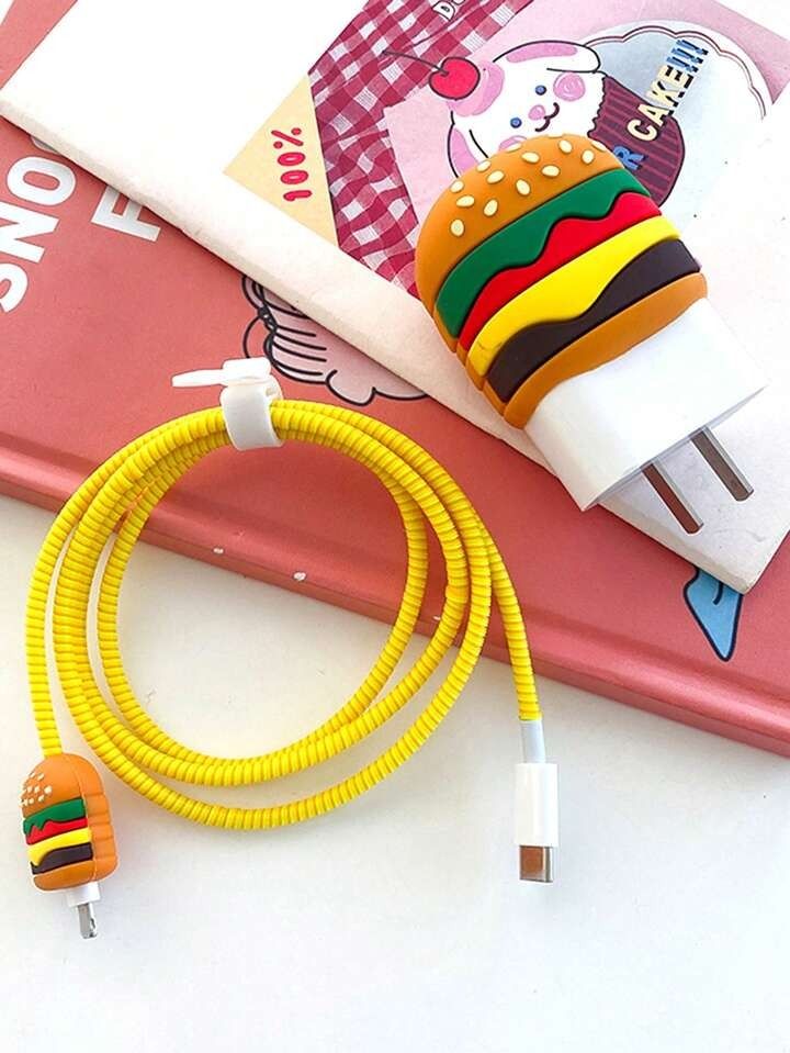 Cute Cartoon Series Fast Charger Protector for iPhone(Burger )