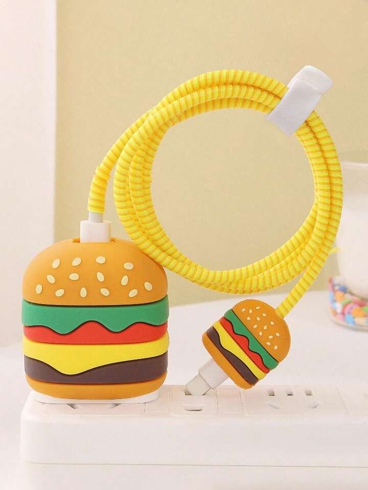 Cute Cartoon Series Fast Charger Protector for iPhone(Burger )