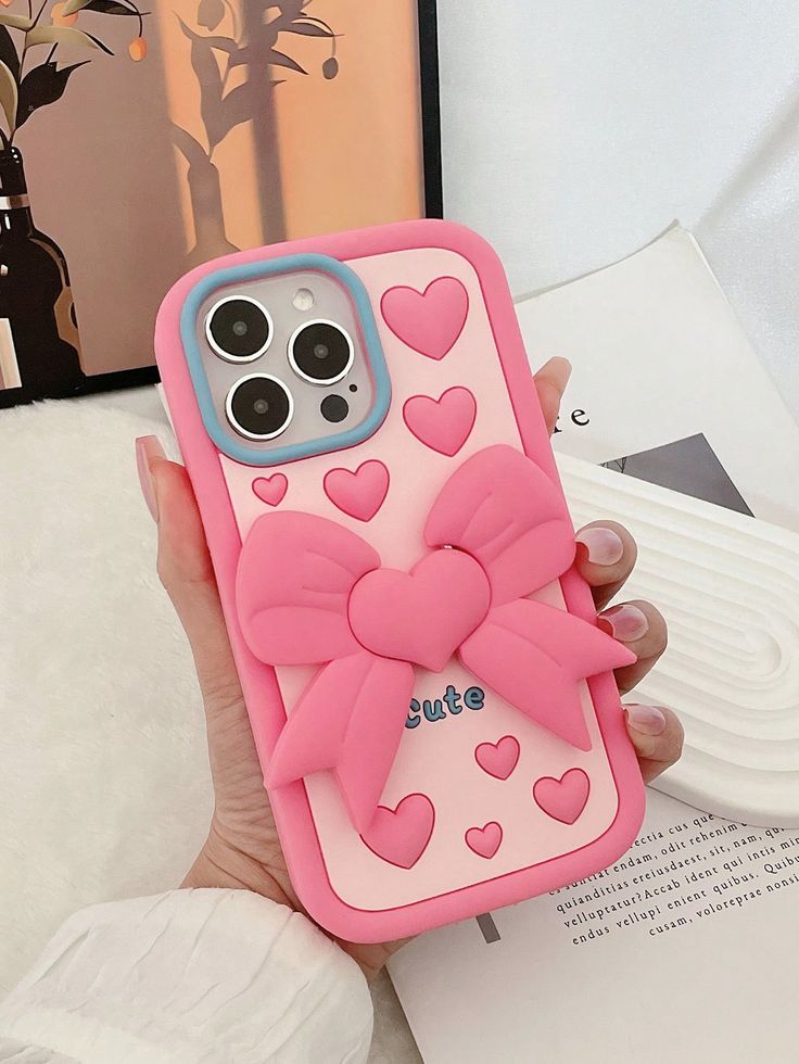 Cute Heart Bow Chic Silicone With Pop Stand Phone Case