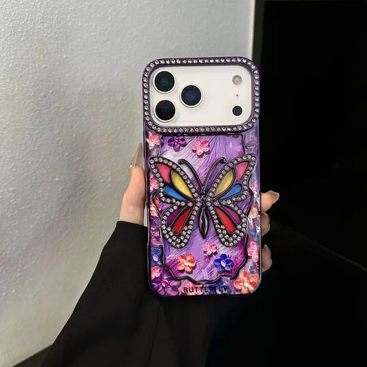 3D Rhinestone Butterfly Sparkling Floral Bling Phone Case