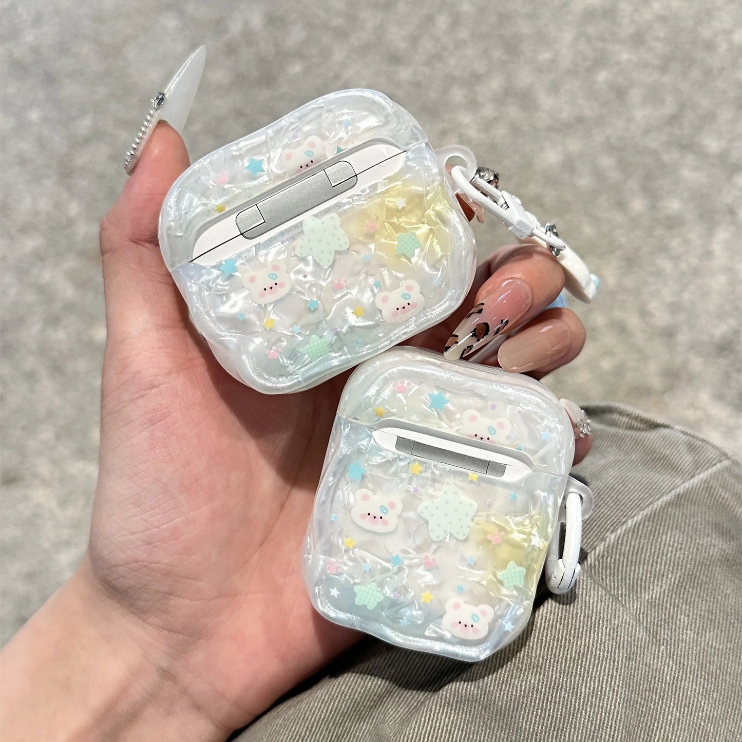 Cloud & Bunny Glitter Protective AirPods Case With 3D Star Charm