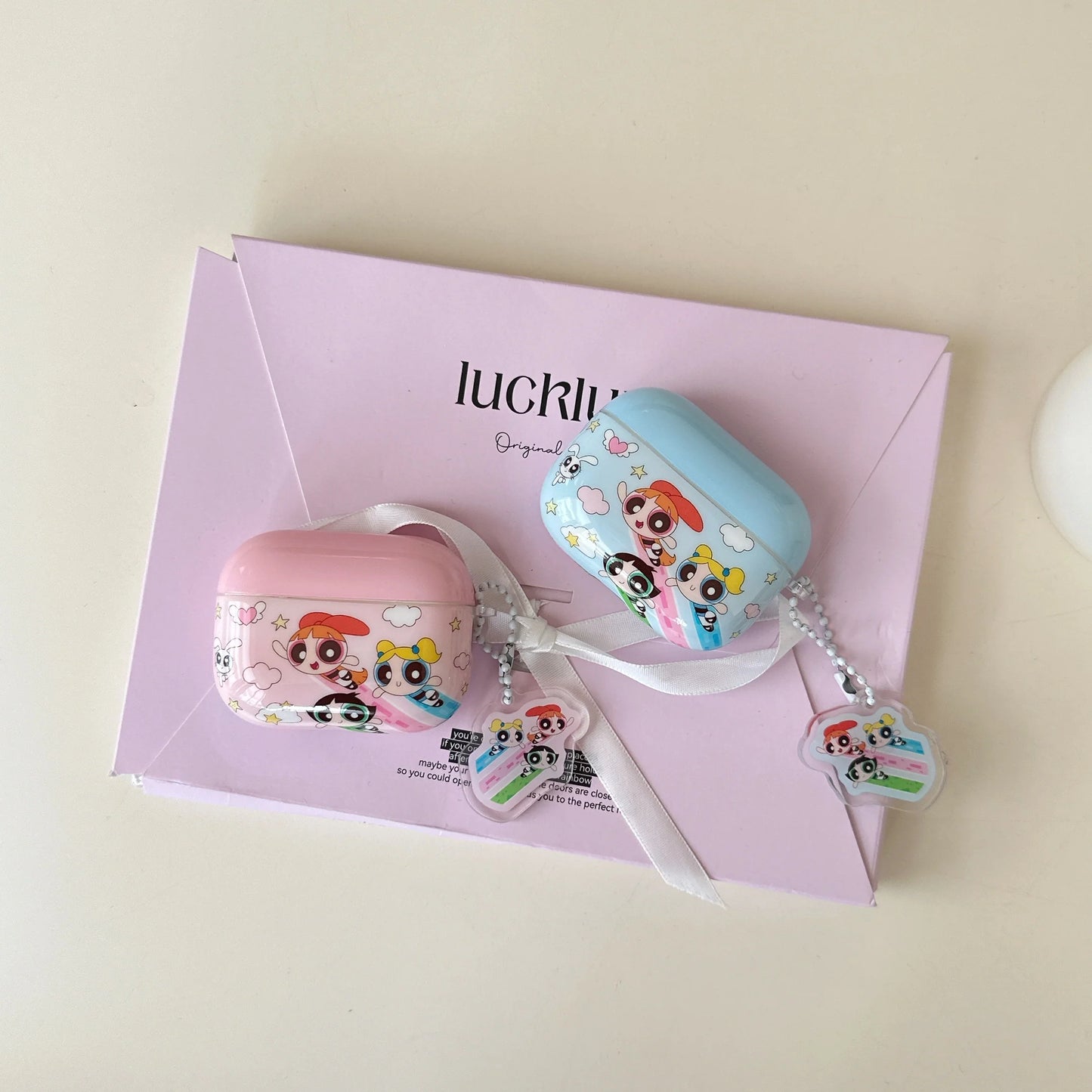 Glossy Cartoon Powerpuff Girls AirPods Case