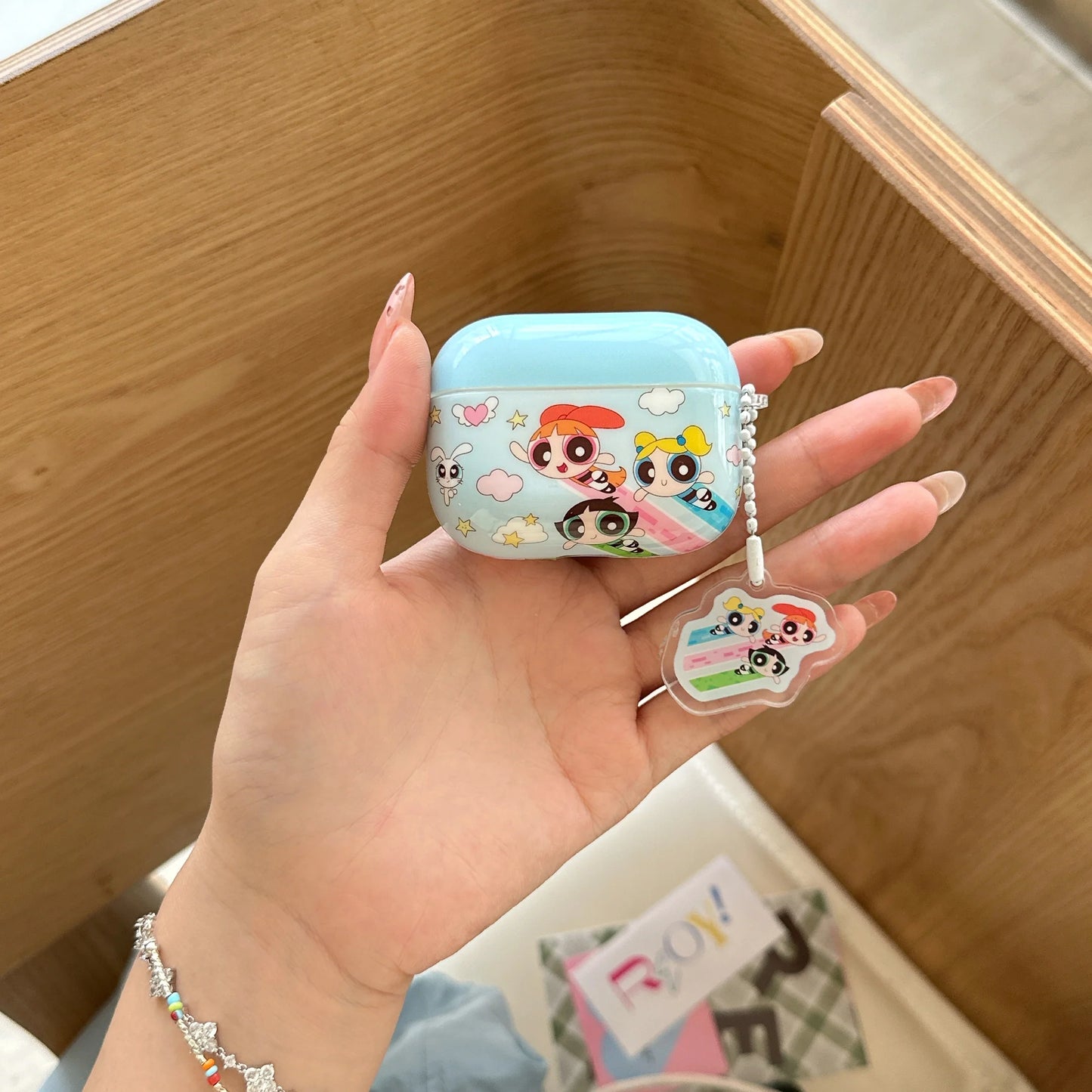 Glossy Cartoon Powerpuff Girls AirPods Case