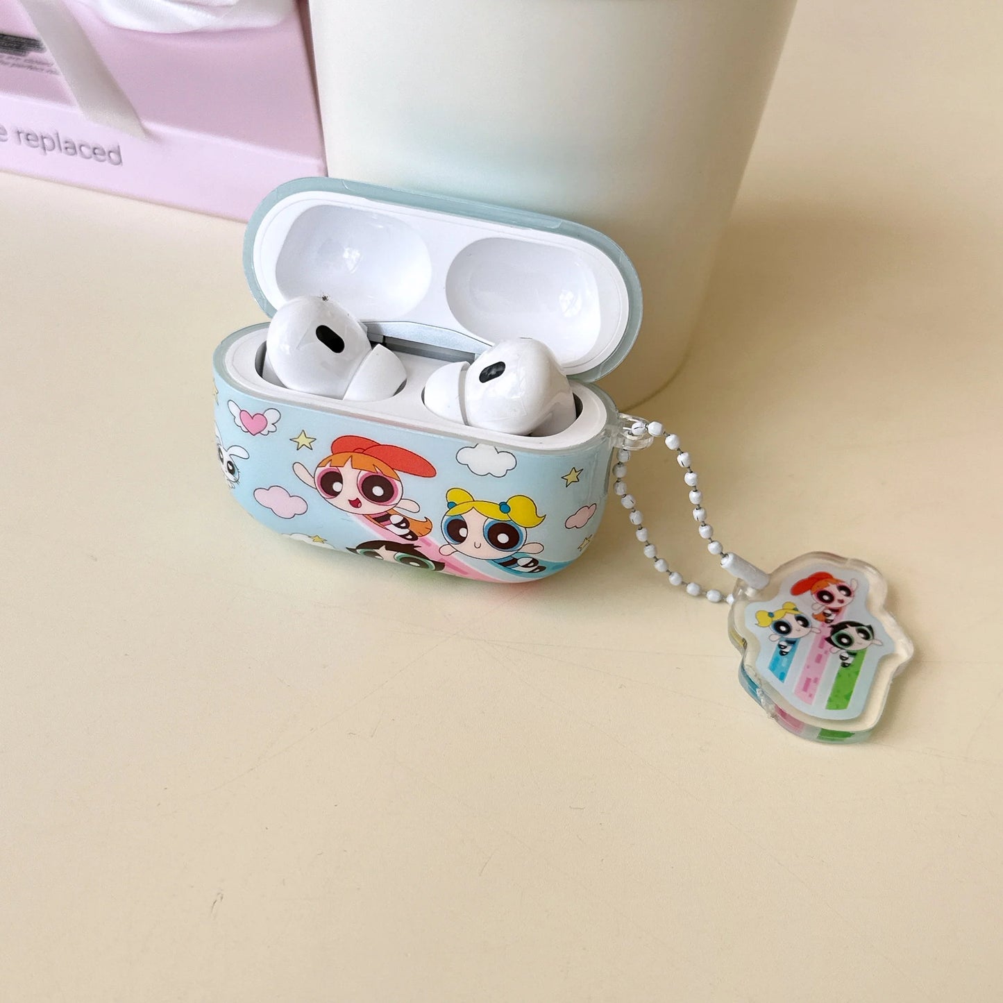 Glossy Cartoon Powerpuff Girls AirPods Case