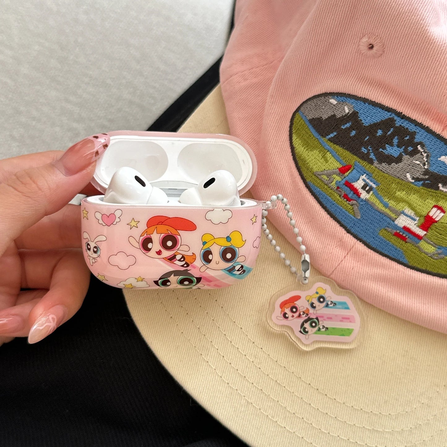 Glossy Cartoon Powerpuff Girls AirPods Case