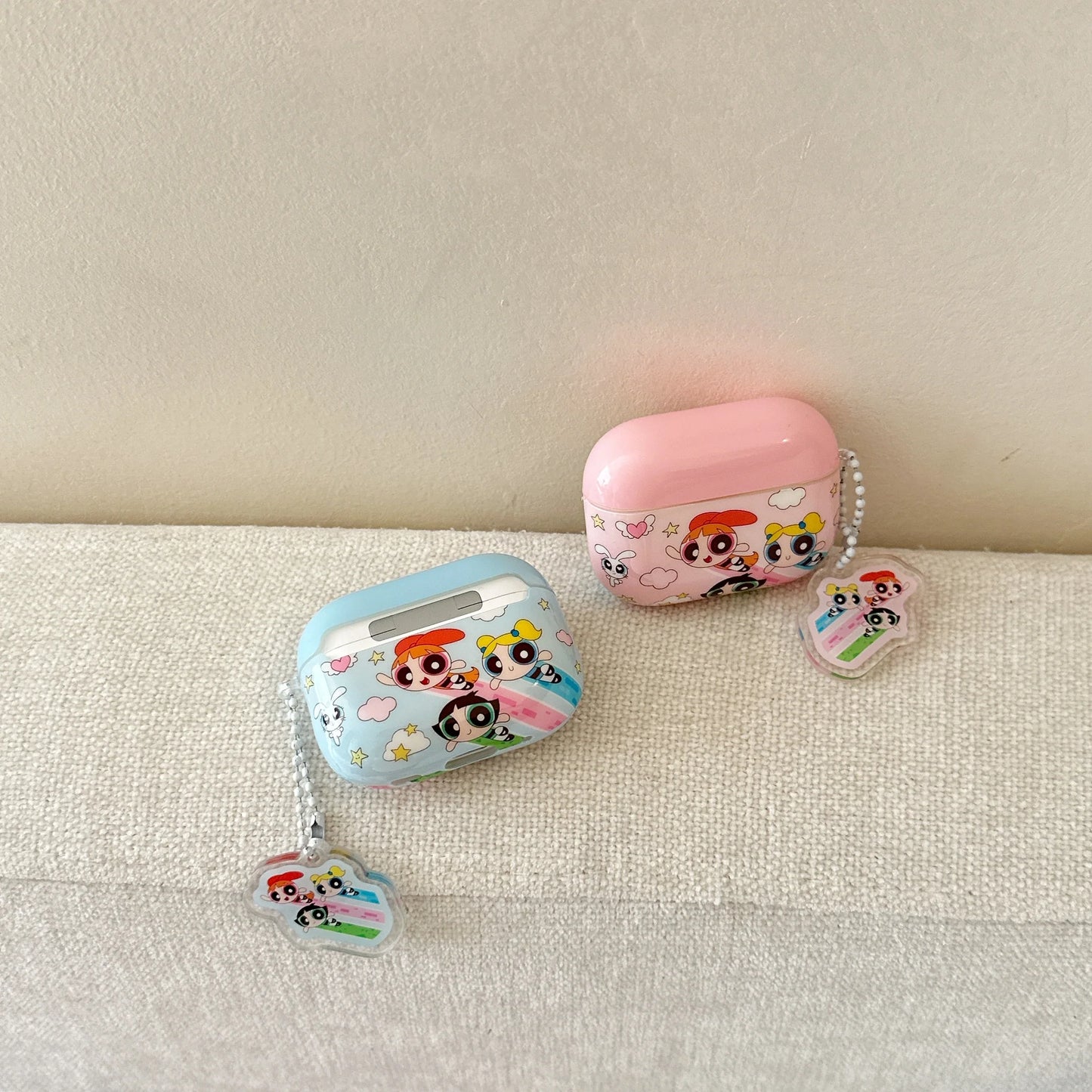 Glossy Cartoon Powerpuff Girls AirPods Case