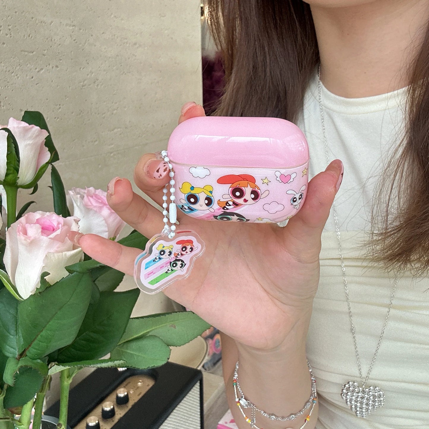 Glossy Cartoon Powerpuff Girls AirPods Case