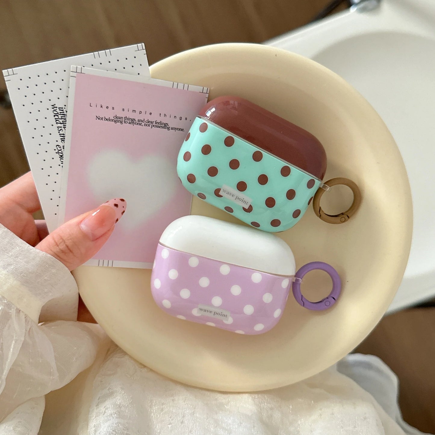 Wave Point Glossy Polka Dot AirPods Case