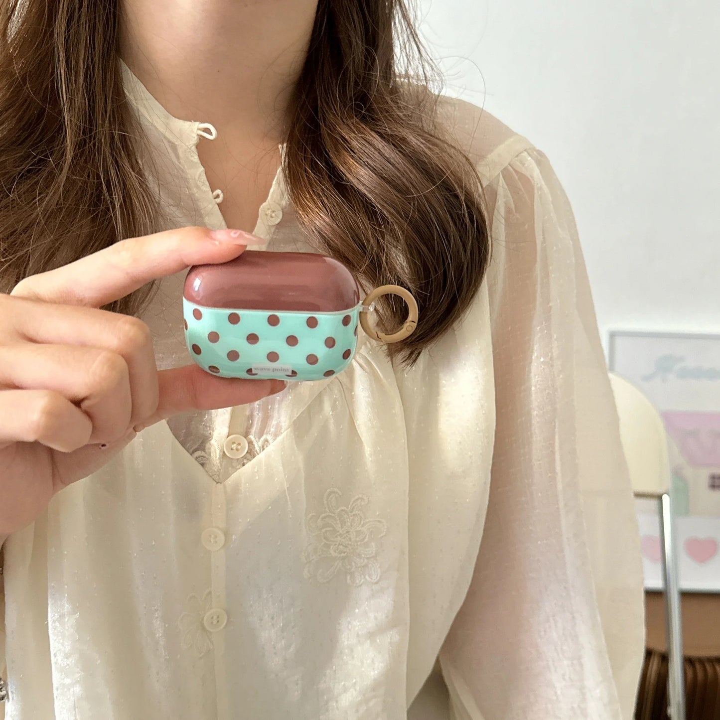 Wave Point Glossy Polka Dot AirPods Case