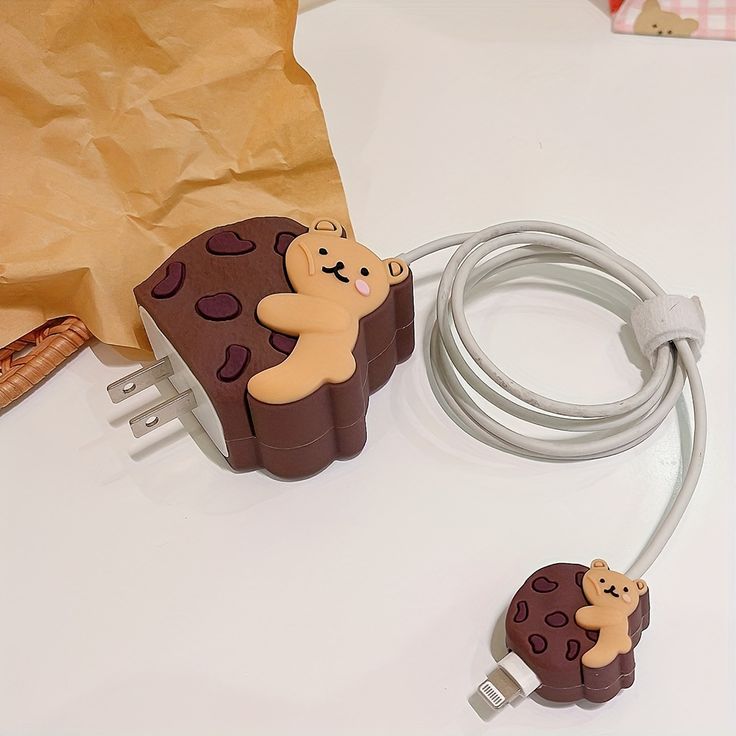 Cute Cartoon Series Fast Charger Protector for iPhone(Cookie Bear)