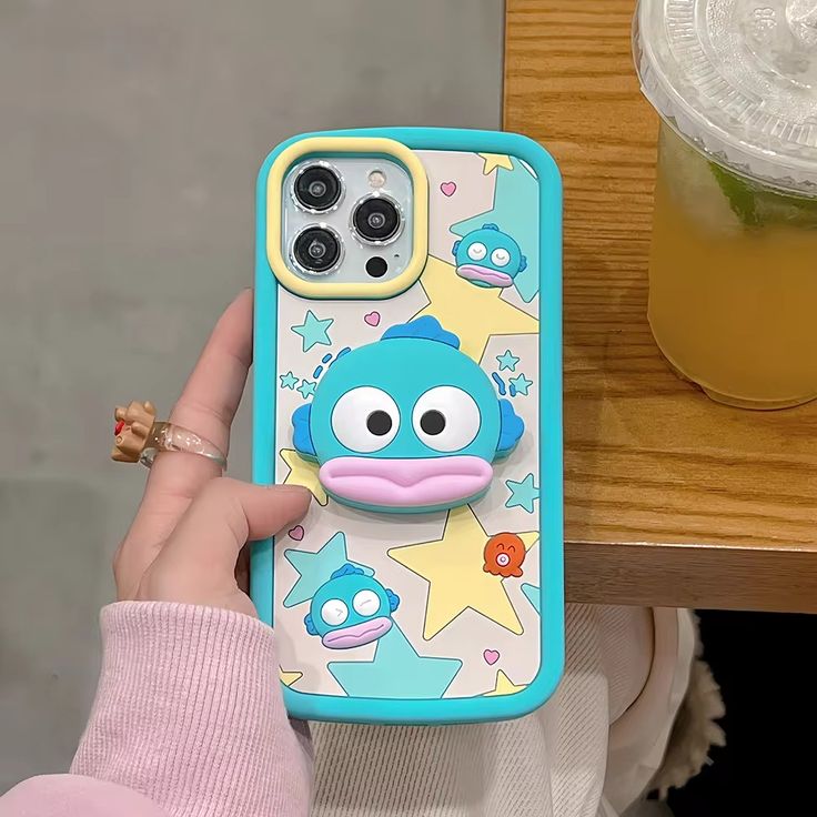 3D Cartoon Ugly Fish Holder Soft Silicone Back Case for iPhone