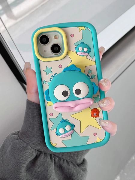 3D Cartoon Ugly Fish Holder Soft Silicone Back Case for iPhone