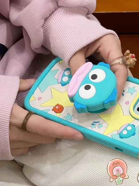 3D Cartoon Ugly Fish Holder Soft Silicone Back Case for iPhone