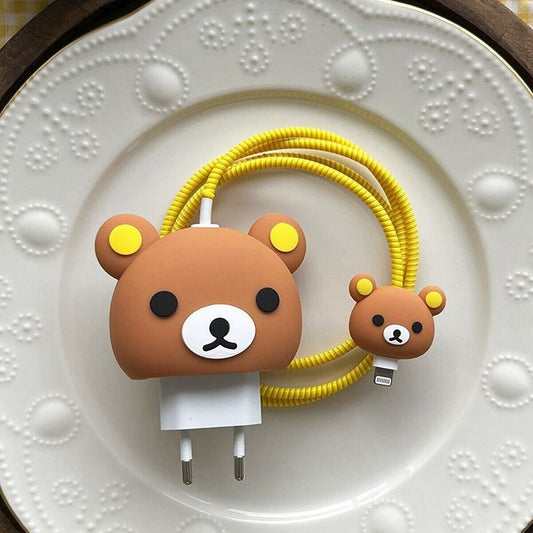 Cute Cartoon Series Fast Charger Protector for iPhone(Teddy Bear )