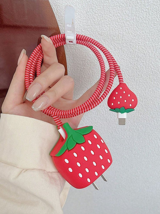 Cute Cartoon Series Fast Charger Protector for iPhone(Strawberry)
