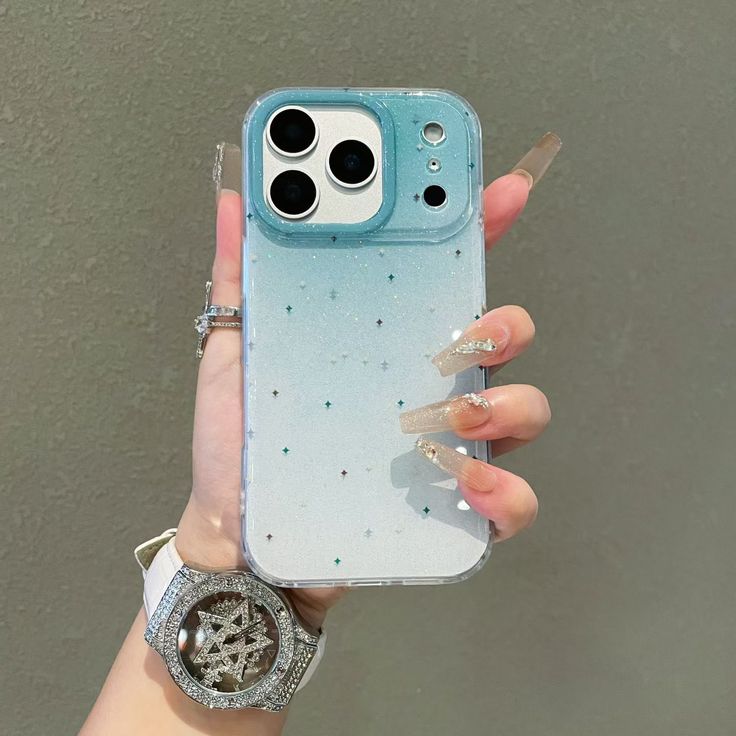 Cotton Candy Glow Shimmer Phone Case With Tiny Sparkles