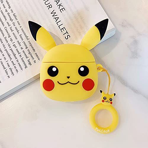 Airpods Case Soft Silicone Cover With Hook Clip For Airpods (Pikachu )