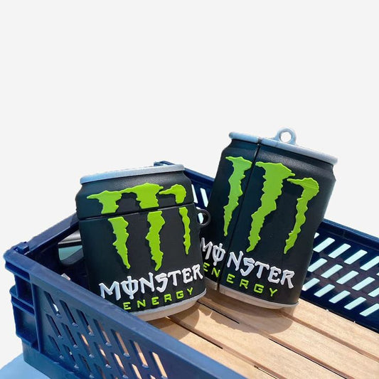 Airpods Case Soft Silicone Cover With Hook Clip For Airpods (Monster Energy)