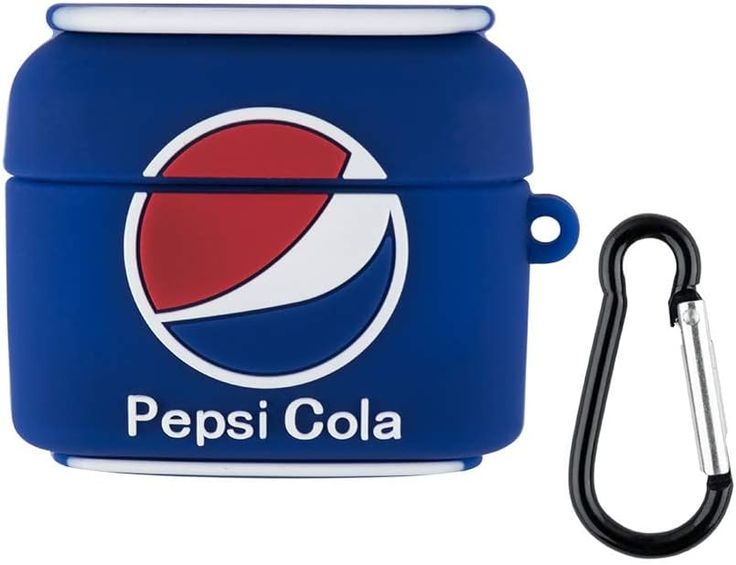 Airpods Case Soft Silicone Cover With Hook Clip For Airpods (Pepsi Cola)