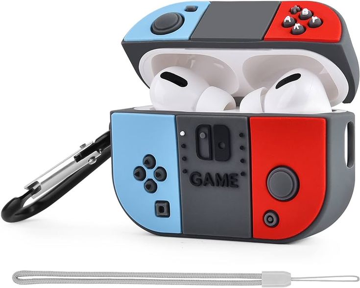 Airpods Case Soft Silicone Cover With Hook Clip For Airpods (Game Switch)