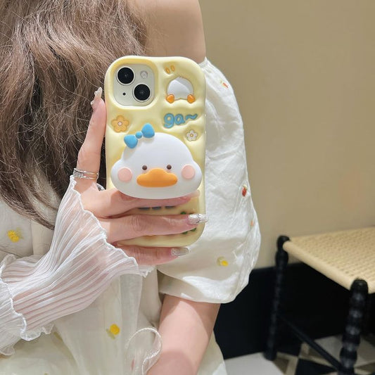 Kawaii Duck Silicone With Pop Stand Phone Case