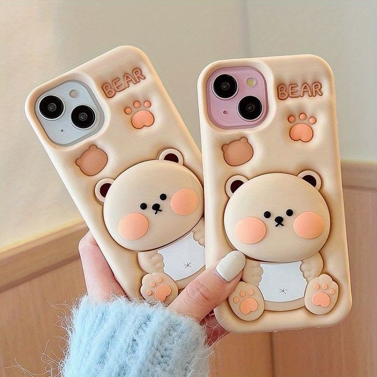 Cute Bear Silicone With Pop Stand Phone Case