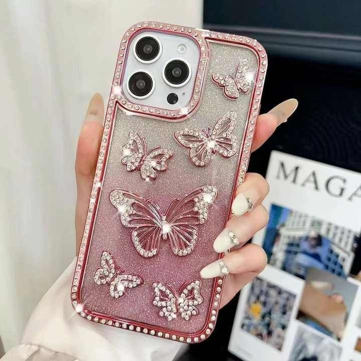 Luxury Shiny Butterfly Electroplating Diamond Case For iPhone