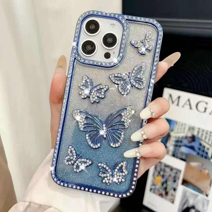 Luxury Shiny Butterfly Electroplating Diamond Case For iPhone