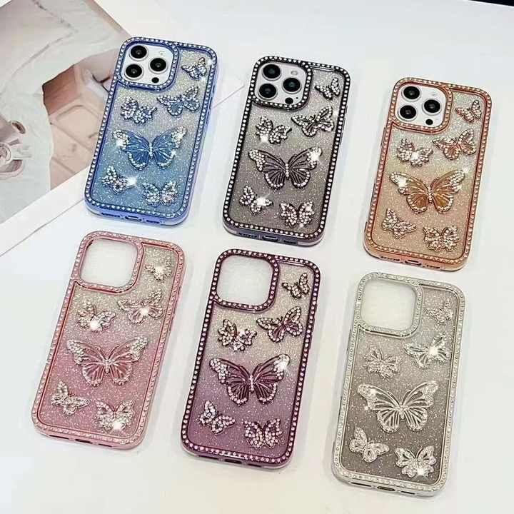 Luxury Shiny Butterfly Electroplating Diamond Case For iPhone