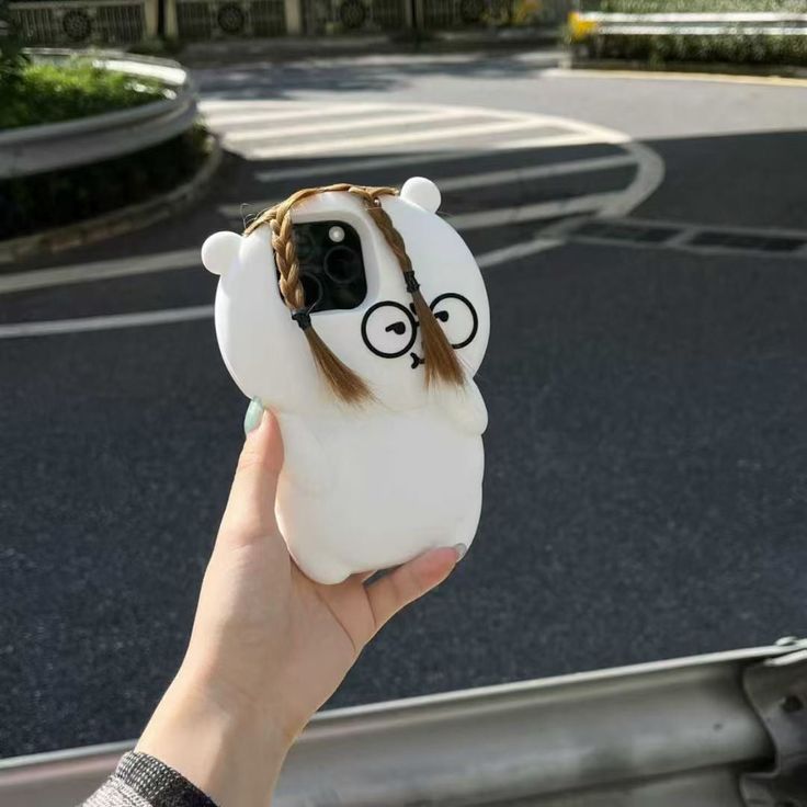 Braided-Hair Cute Cartoon Bear Silicone Phone case