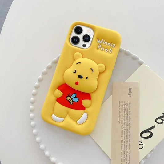 Premium Pooh and Stitch-Pooh Silicone Case For iPhone